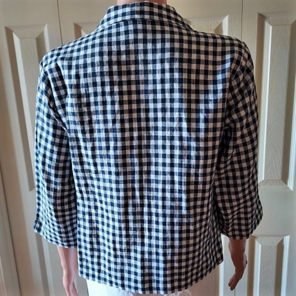Westbound Navy/White Plaid Button Up Blouse Size SP NWOT - Picture 5 of 5
